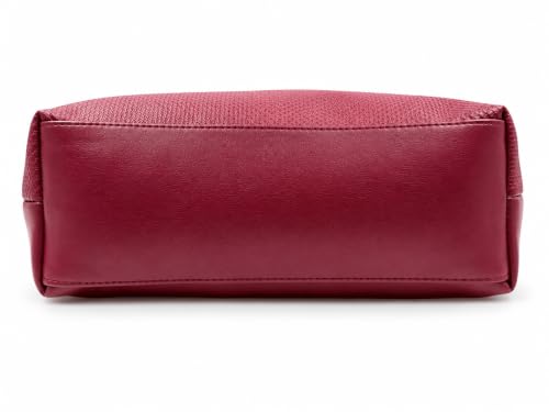Image of Black Tote Bag with Textured Front and Gold-Tone Hardware (Maroon)