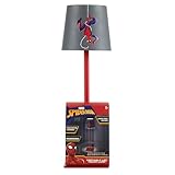 Marvel Spiderman Kids Touch Night Light Lamp, Rechargeable Battery Operated Bedroom Table Lamp with Touch On/Off, Portable LED Desk Light with Charging Cord for Nursery & Children’s Room