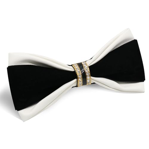 Image of Men's PU Velvet Rhinestone Bow Tie for Wedding | Adjustable neck strap, Soft velvet finish, For tuxedo and prom events, No tying required, Elegant rhinestone accent