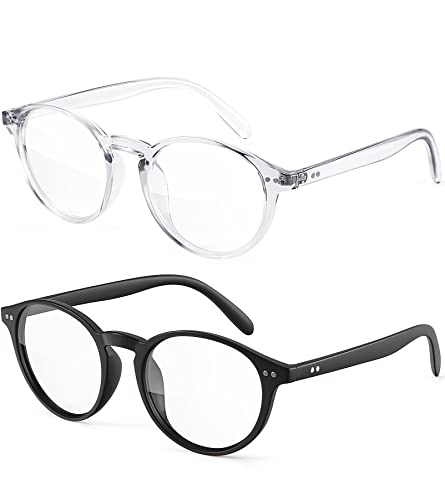 Image of Womens Round Blue Light Blocking Glasses Anti Eye Strain Glasses Clear Lens Computer Eyeglasses with Filter UV Light