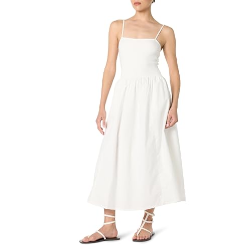 Image of The Drop Womens Robyn Mixed Media Spaghetti Strap Midi Dress