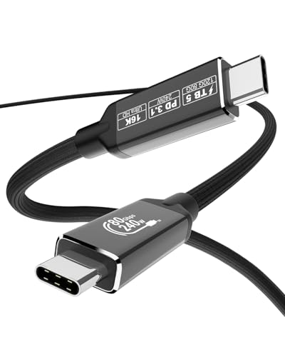 Starinnnox Thunderbolt 5 USB80G 240W Cable 1metre, with up to 120G Bandwidth Boost, 8K/16K HD Display, 240W Fast Charging, Compatible with Thunderbolt 4, USB4, Thunderbolt 3 and USB-C (1m)