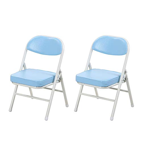 ZHDWM Chair 2 Folding Chair Metal Frame Study Chair Soft PU Seat Portable Children Chair Folding chair (Color : 1)