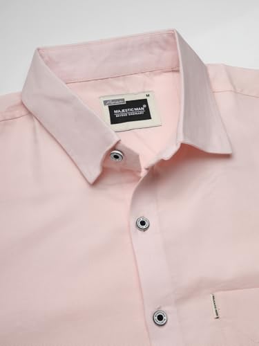 Image of Majestic Man Solid Cotton Casual Shirt - Slim Fit, Full Sleeves, Premium Button Closure