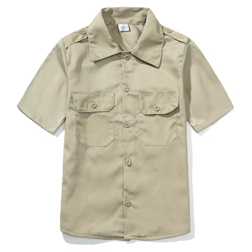 『TEN WORK SHIRT KHAKI S』 Amazon.com: GRANDWISH Boys Short Sleeve Button-Down Shirt, Kids