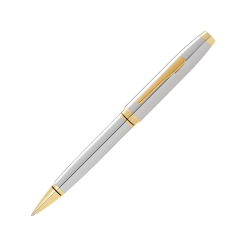 Image of Cross Coventry Ballpoint Pen Medium Black Indelible with Premium Gift Box Glossy Chrome with Gold Applique