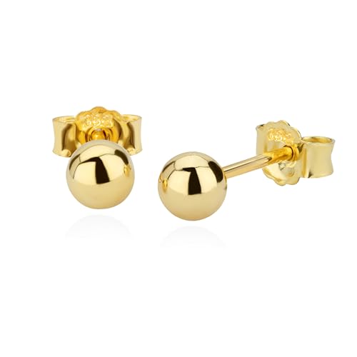 NKlaus par de aretes de bola de 4mm de oro de 8 quilates 333 de oro amarillo brillante pendientes de las señoras 9060