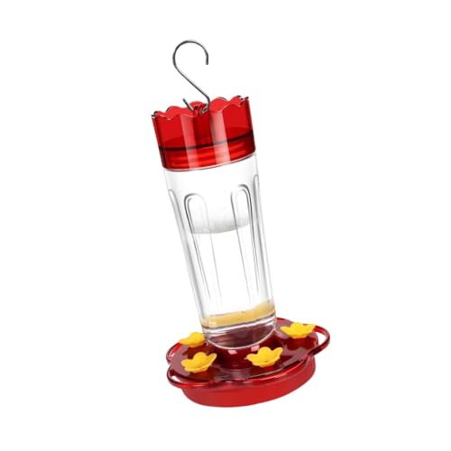 Image of HEAVENGLOW Hummingbird Feeder 15oz Hanging Bird Feeder with 5 Feeding Ports, Leak Resistant Water Feeder, Outdoor Garden Bird Feeder, Transparent PP Feeder with Hook