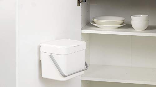 Image of Litem Food Waste Basket Bin - a Wall Hanging Type Bucket with Hook and Bracket to Hang Against Wall or Kitchen countertop for Your conveniences 1.05 Gallons (4L) (Ivory) | Wall Hanging Type Bucket, With Hook and Bracket, Hang Against Wall or Kitchen Countertop