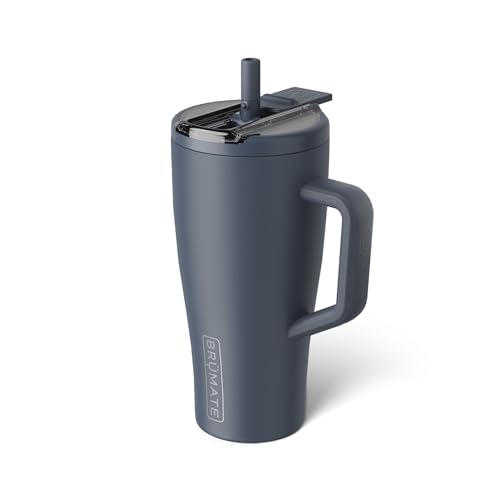 Image of BruMate Era Flip 30oz Tumbler with 100% Leakproof Covered Straw Lid | Hygienic Covered Straw | Insulated Stainless Steel Water Bottle with Handle | Cup Holder Friendly | BPA-Free (Nightfall Blue)