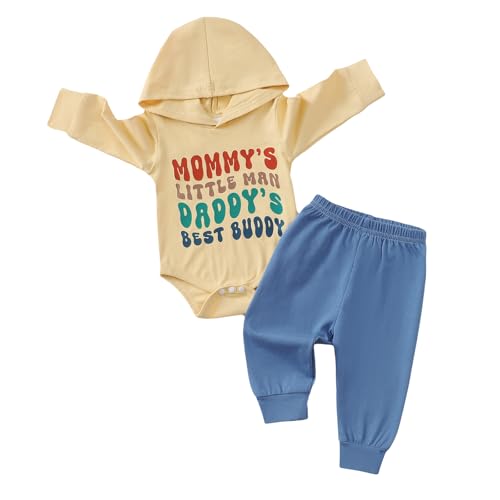 Image of KIMI BEAR Baby Boy Clothes Newborn Boy Outfits Infant Letter Print Long Sleeve Romper Hoodies Pants Fall Winter Outfits