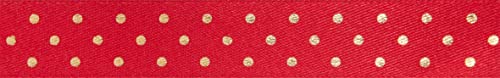 Berisfords Ribbon Reel, RED/Gold, One Size