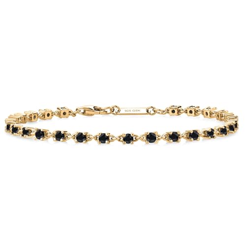 Gem Stone King 925 Sterling Silver Black Onyx Tennis Bracelet