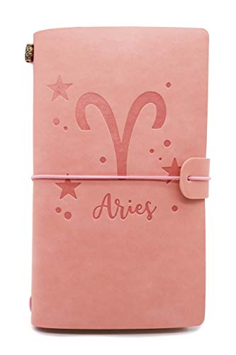 Leather Journal â€“ Zodiac, Astrology, Aries Journal, Gifts for Friends, Niece, Daughter, Cousins, Sisters â€“ 1 Set(JNL-P-Aries)