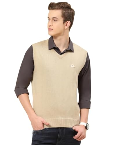 Image of Monte Carlo Men Regular Fit Sleeveless Solid V Neck Winter Sweater (Pack of 1)