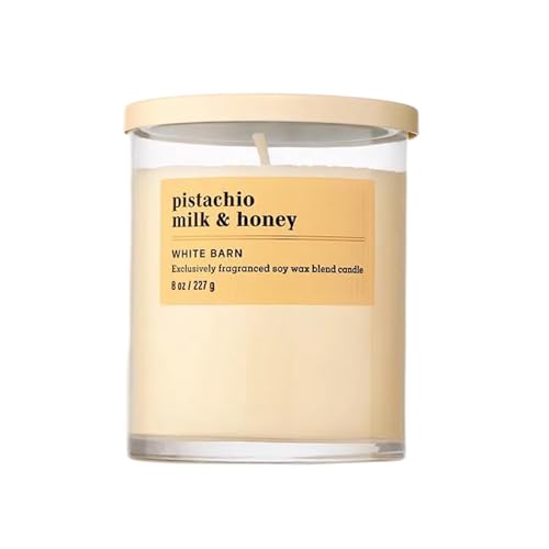 Bath & Body Works Single Wick Candle, Pistachio Milk & Honey Candle, Long-Lasting Burn Up to 45 Hours, Exclusively Fragranced Soy Wax Blend, 8 oz - 1 Pack