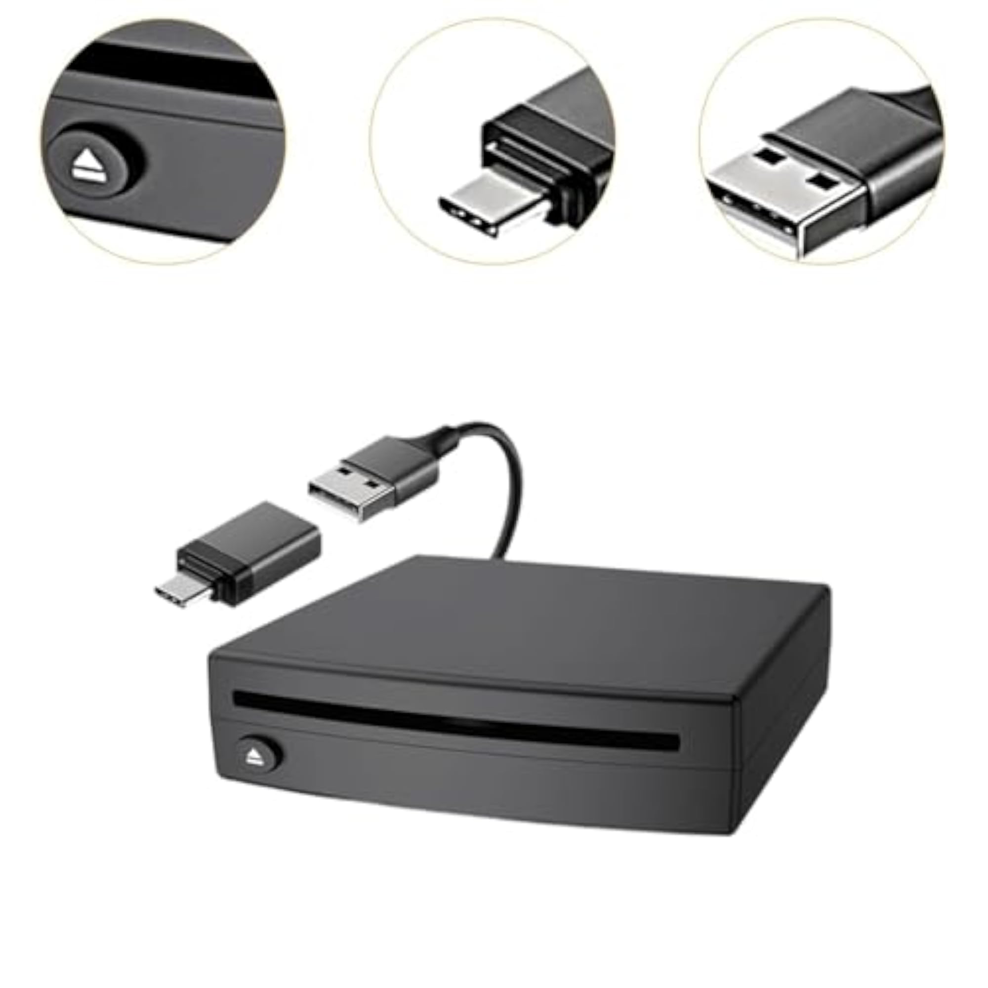 USB Vehicle DVD CD Player Compact Automotive Accessories Black