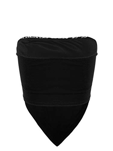 Design by Olivia Women's Sexy Paisley Print/Solid Bandana Tube Crop Top Shirt- Made in USA3