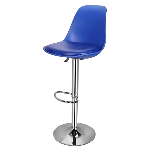 Image of DPI Metal Modern Height Adjustable and 360 Degree Revolving Bar Stool | Kitchen Chair Suitable for Kitchen Cafeteria Dining Office Shops | (1, Blue)