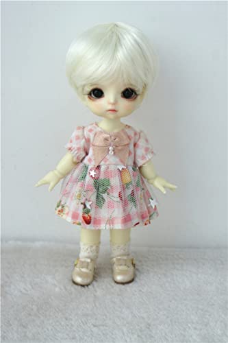 Doll Wigs ONLY D28053 5-6inch 13-15CM 1/8 Enfant Baby Synthetic Mohair Doll Wigs (Ivory White)