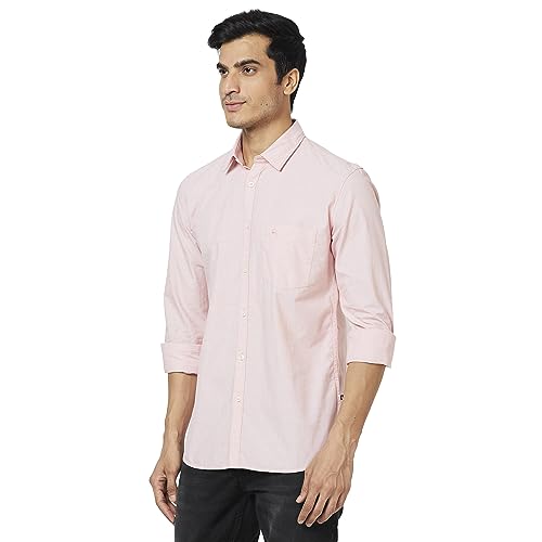 Image of Parx Men's Pure Cotton Solid Pattern Slim Fit Semi Cutaway Collar Full Sleeve Casual Shirt