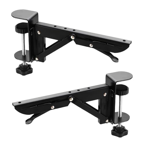 Soporte de extensión de escritorio plegable - Clip lateral plegable para teclado de escritorio con soporte de metal sin perforación - Abrazadera ajustable para soporte de teclado de computadora p