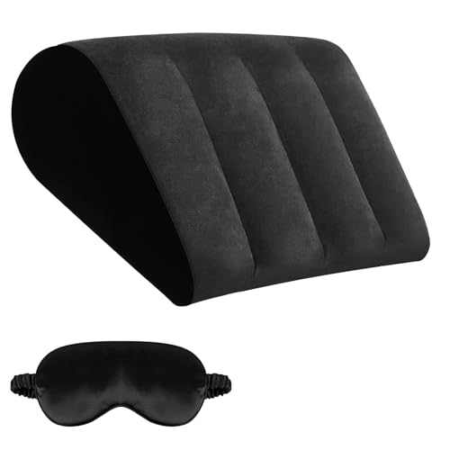 Inflatable Wedge Pillow for Traveling & Sleeping Portable Bed Wedge Cushion With Silk Eye Mask for Leg Elevation Back Support & Relaxation Compact Lumbar Pillow for Camping Home Use& Outdoor Trip
