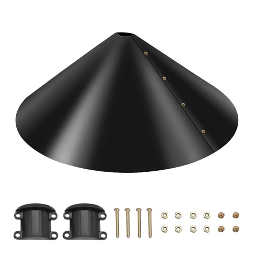 Squirrel Baffle Rat Proof Bird Feeder 18 Dome Wrap Around Feeding Station Large Black Squirrel Guard with Screws Nuts Universal Fit Baffle for Bird Poles