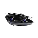 Car Lights Compatible For Golf 6 MK6 Headlight 2009-2012 R20 GTI Head Lamp Drl Projector Lens Automotive Accessories(Black,RHD)