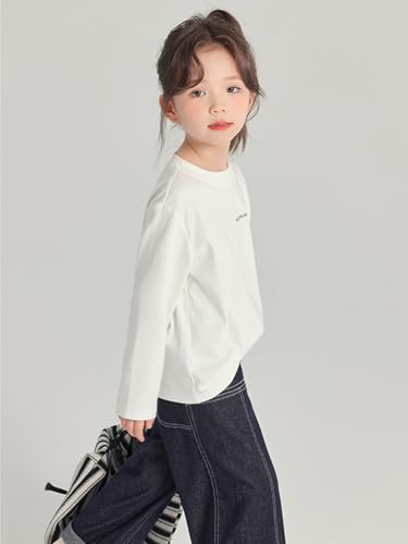 Image of 2026 Premium Girls Long Sleeve Crew Neck T-Shirt, Cotton Blend, Buding Kids Print, Casual Style