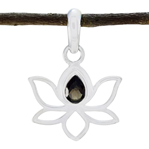Pendentif en quartz fumé et argent 925 sterling en forme de poire
