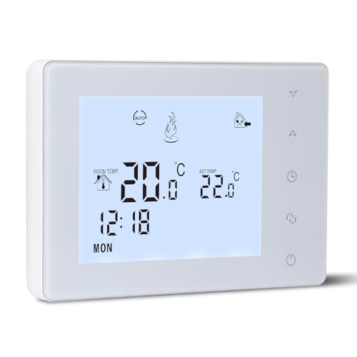 Beok Thermostat Chaudiere Gaz 2 Fils à Piles,Thermostat Mural, Thermostats Programmable Filaire,Thermostats d'ambiance,Alimentation par Piles 2 AA,Aucune Fonction WiFi,Pile Non Incluse