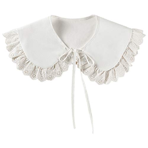 Japanese For Fake Collar Shawl Wrap Hollow Out Floral Lace Ruffled Trim Necklace Lapel Blouse Short Capelet