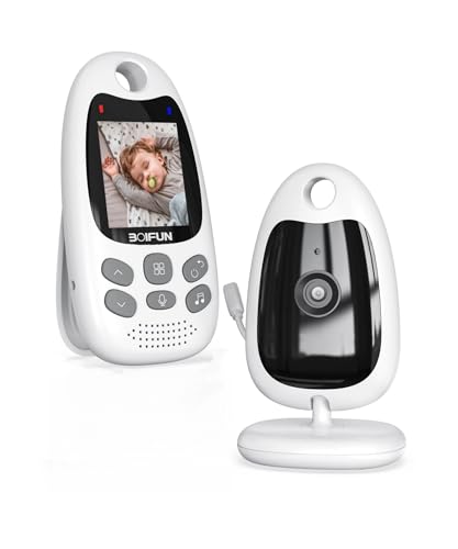 BOIFUN Babyphone mit Kamera 2 Zoll Tragbares Vox-Funktion Temperatursensor Nachtsicht-Video-Babyfon 2,4 Ghz, Intelligentes Standby Baby Monitor Gegensprechanlage Schlaflieder Lange Akkulaufzeit, 720p