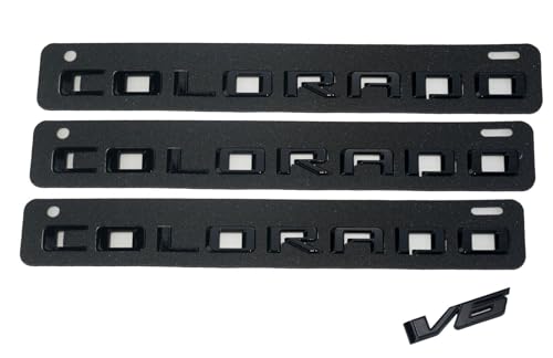 Image of 4Pc 2015-2022 Colorado V6 Body Fender Tailgate Side Emblems 3D Badge Logo Truck Nameplate Sticker Letter 85594766 Replacement for Colorado (Gloss Black)