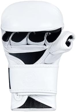 Vali Lancer Leather Hybrid MMA Sparring Gloves 7oz (White, Large)