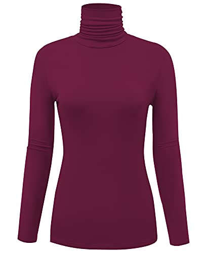 Image of AUHEGN Women's Long Sleeve Lightweight Turtleneck Top Slim Fit Pullover T-Shirt (S-XXL)