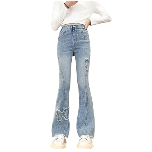 Girls Wide Leg Jeans Baggy Y2K Elastic Waist Denim Pants Size 10-12 Cute High Waisted Flared Straight Leg Trousers