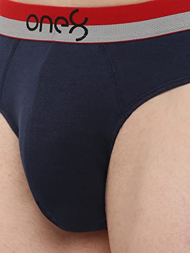 Image of ONE8 by Virat Kohli Men's Pure Cotton Modern Regular Briefs (Pack of 2) (713 2PC Black /Midblue S)