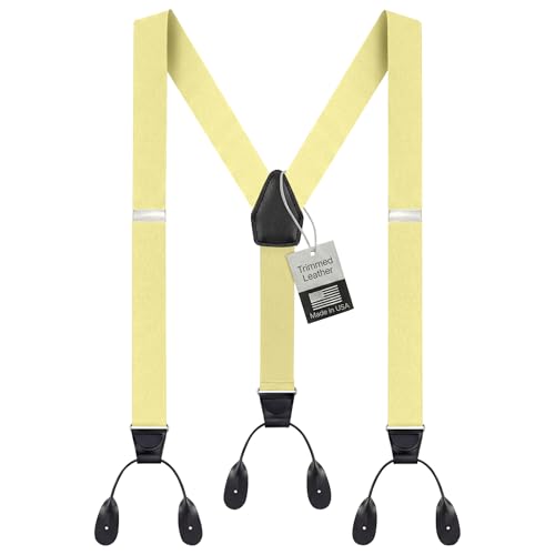 Image of HOLD'EM Tuxedo Button Suspenders for Men - Mens Dress Suspenders Formal | 100% Genuine Leather | Made in USA | Regular & Tall