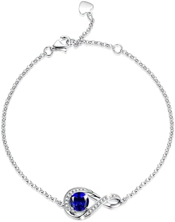 Gemlanto 925 Sterling Silver Bracelet Created Amethyst February Birthstone Infinity Bracelets for Women, Birthday Anniversary Valentines Day Jewellery Gifts for Her Women Girls Mum, Adjustable Chain 17+1.5+1.5CM