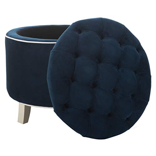 Safavieh Hudson Collection Amelia Tufted Storage Ottoman, Navy #TOP3