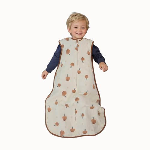 Image of Muslin Cotton Baby Sleep Sack (1-2T) - Lightweight Wearable Blanket for Toddlers, 0.8-1.0 Tog, Sleeveless, 4 Layers, Soft for All Seasons, 12-24M Infant Sleeping Bag