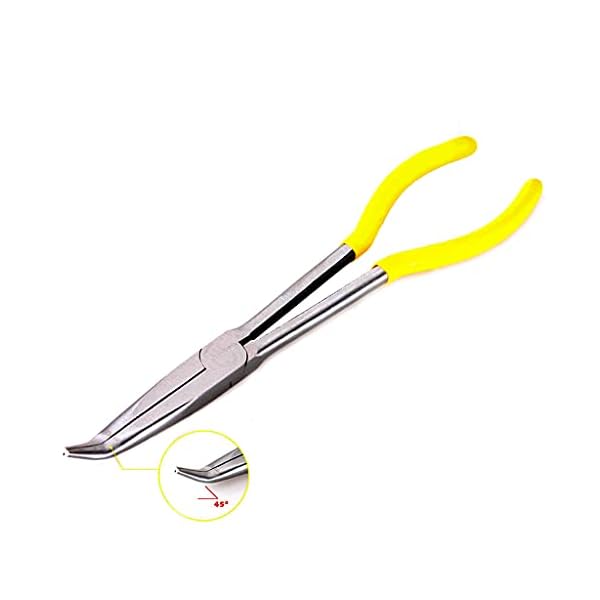 4Stk Spitzzange Lange 11" Zangen-Set Gerader/Gebogen/Runde Klemmkopf mit Soft-Griff 25 °/ 45 ° /90 ° für Handwerkzeug Zuhause Werkzeug – Bild 4
