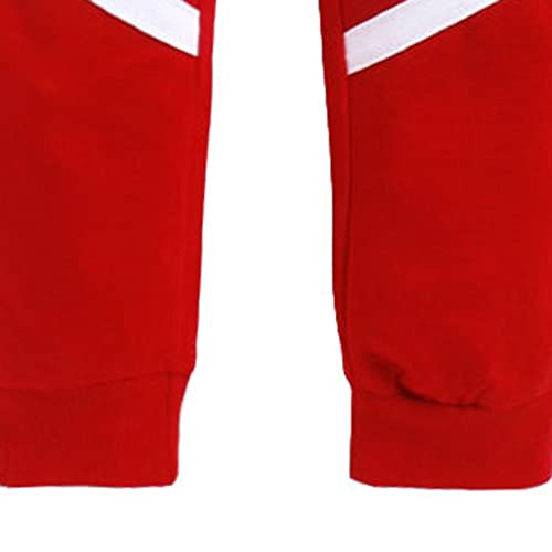 Image of Hopscotch Boys Regular Fit Cotton Solid Stripes Jogger in Red Color