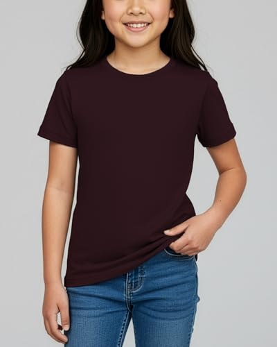 Image of Real Essentials 5 Pack: Girls' Cotton Short Sleeve Crew Neck T-Shirt - Athletic Tee Shirt for Teens Kids Youth (Ages 4-16)