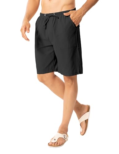 ANTLOOWW Shorts d'été pour Hommes,Short en Lin pour Hommes avec 4...
