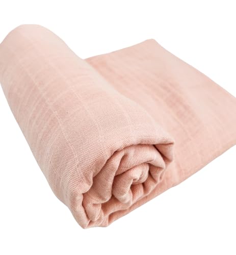Image of Premium Swaddle Blanket by BWD - Bamboo Viscose & Organic Cotton - Baby Girl Swaddle Set for Newborns and Infants, Muslin Baby Blanket, Ultra-Soft Luxury - 47 Inches (Dusty Blush)