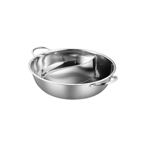 XOZIFY しゃぶしゃぶ鍋 火鍋 卓上鍋 両手鍋 仕切り鍋 二食鍋 ステンレス鋼 2種類の味を同時に楽しめる 二槽火鍋 中華火鍋 S形鴛鴦鍋 鍋料理 IH ガスコンロ対応 調理器具 (蓋なしの湯沸かし鍋,32cm)