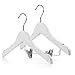 Hangerworld 12 Perchas Niños 30cm 2 Modelos de Madera Blanco con y Sin Pinzas Pantalón Falda Vestido